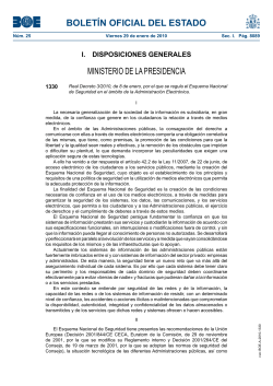 Real Decreto 3/2010, de 8 de enero, por el que se regula el Esquema Nacional de Seguridad en el mbito de la Administraci n Electr nica.