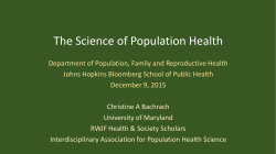 The Science of Population Health