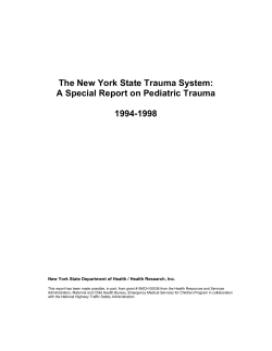 The New York State Trauma System: A Special Report on Pediatric Trauma 1994-1998