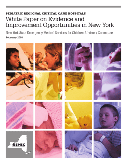 Pediatric Regional Critical Care Hospitals: White Paper on Evidence and Improvement Opportunities in New York