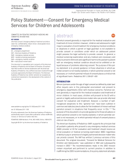 Consent for Emergency Medical Services for Children and Adolescents