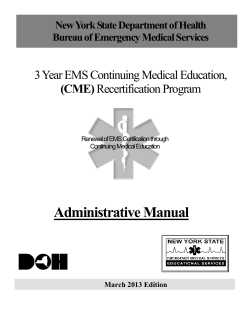 3 Year EMS Continuing Medical Education, (CME) Recertification Program Manual