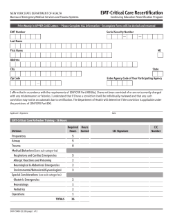 DOH-5066 AEMT Critical Care Recertification Form 2013