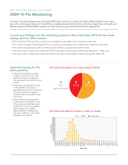 The New York State Department of Health 2009-2010 Flu Monitoring is also available in Portable Document Format