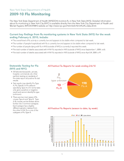 The New York State Department of Health 2009-2010 Flu Monitoring is also available in Portable Document Format