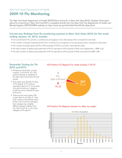 The New York State Department of Health 2009-2010 Flu Monitoring is also available in Portable Document Format