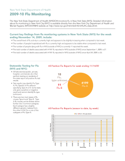 The New York State Department of Health 2009-2010 Flu Monitoring is also available in Portable Document Format