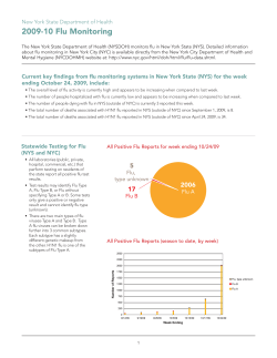 The New York State Department of Health 2009-2010 Flu Monitoring is also available in Portable Document Format