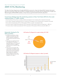 The New York State Department of Health 2009-2010 Flu Monitoring is also available in Portable Document Format