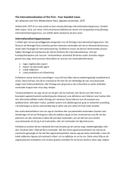 13. The Internationalization of the Firm - Four Swedish Cases - Sammanfattning.pdf