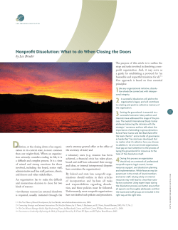 Nonprofit Dissolution: What to do When Closing the Doors, by Lee Bruder (2009)