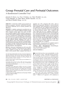 Group Prenatal Care and Preterm Birth Weight