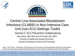 Central Line-Associated Bloodstream Infections (CLABSI) in Non-Intensive Care Unit (non-ICU) Settings Toolkit