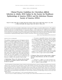 Clinical Practice Guidelines for Clostridium difficile Infection in Adults