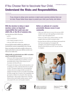 If You Choose Not to Vaccinate Your Child, Understand the Risks and Responsibilities