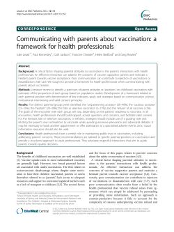 Communicating with Parents About Vaccination: A Framework for Health Professionals