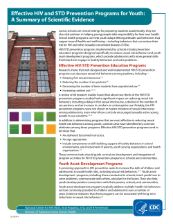 Effective HIV and STD Prevention Programs for Youth: A Summary of Scientific Evidence