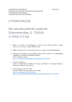 Litteraturlista vt 2016