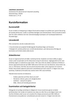 Kursinformation, vt-16