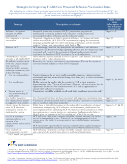 The Joint Commission, Strategies for Improving Health Care Personnel Influenza Vaccination Rates