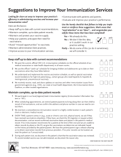 Immunization Action Coalition, Suggestions to Improve Your Immunization Services.