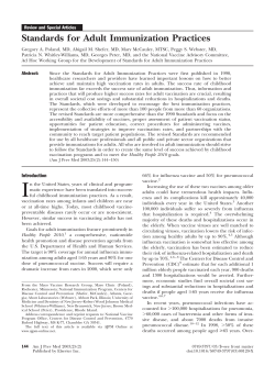 "Standards for adult immunization practices"