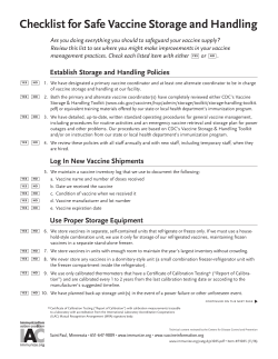 Checklist for Safe Vaccine Handling and Storage