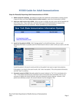 NYSIIS Guide for Adult Immunizations