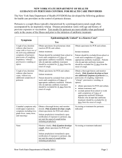 Guidance on Pertussis Control for Health Care Providers