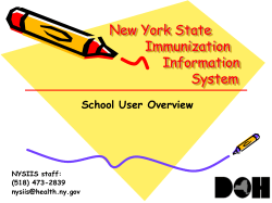 NYSIIS School User Overview March 2015
