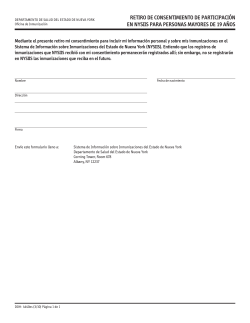 Spanish - Retiro de Consentimiento de Participaci n en Nysiis Para Personas Mayores de 19 A os