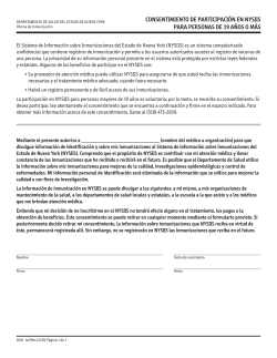 Spanish - Consentimiento de Participaci n en Nysiis Para Personas de 19 A os o M s