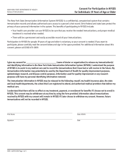 Consent for Adults 19 years of age to Participate in NYSIIS