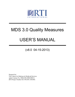 MDS 3.0 Quality Measures User s Manual