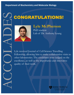 Phd candidate Robert McPherson from the Leung lab receives a Journal of Cell Science Travelling Fellowship