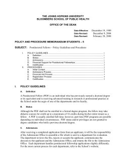 PPM for Postdoctoral Fellows