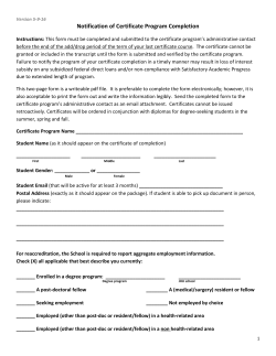 Notification of Certificate Program Completion form