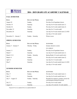 2014 - 2015 Graduate Academic Calendar