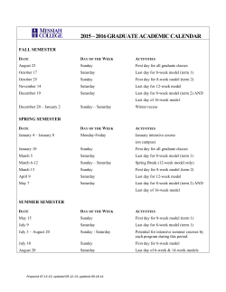 2015 - 2016 Graduate Academic Calendar