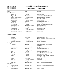 2014 - 2015 Academic Calendar