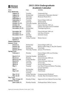 2015 - 2016 Academic Calendar