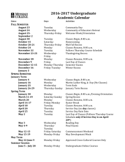 2016 - 2017 Academic Calendar