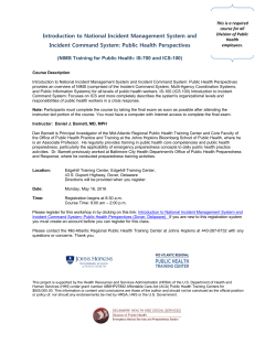 NIMS Training for Public Health