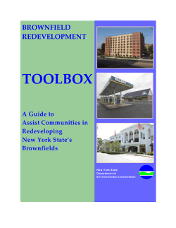 Brownfield Redevelopment Toolbox: A Guide to Assist Communities in Redeveloping NYS's Brownfields