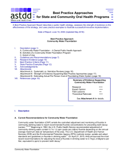 Use of Fluoride: Community Water Fluoridation