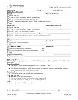 Child Meal Disallowance (CACFP-173)
