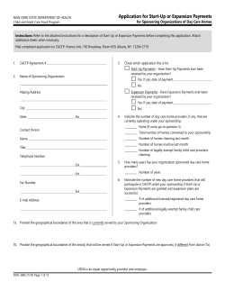 Application for Start-Up or Expansion Payments for Sponsoring Organizations of Day Care Homes (DOH-3805) PDF FILL-IN FORMAT