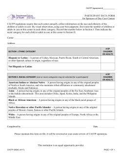Participant Data Form (CACFP-3854C)
