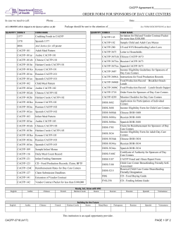 Order Form for Sponsoring Organizations of Day Care Centers (CACFP-3718)