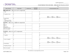 Food Production Record - Breakfast, Snack, Lunch (CACFP-3696B) PDF FILL-IN FORMAT